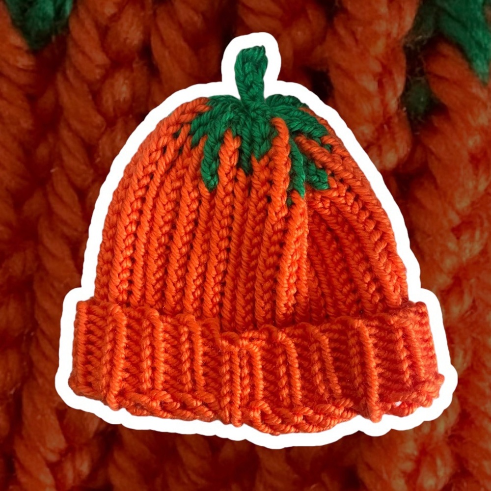 Knitted Neon Pumpkin Hat